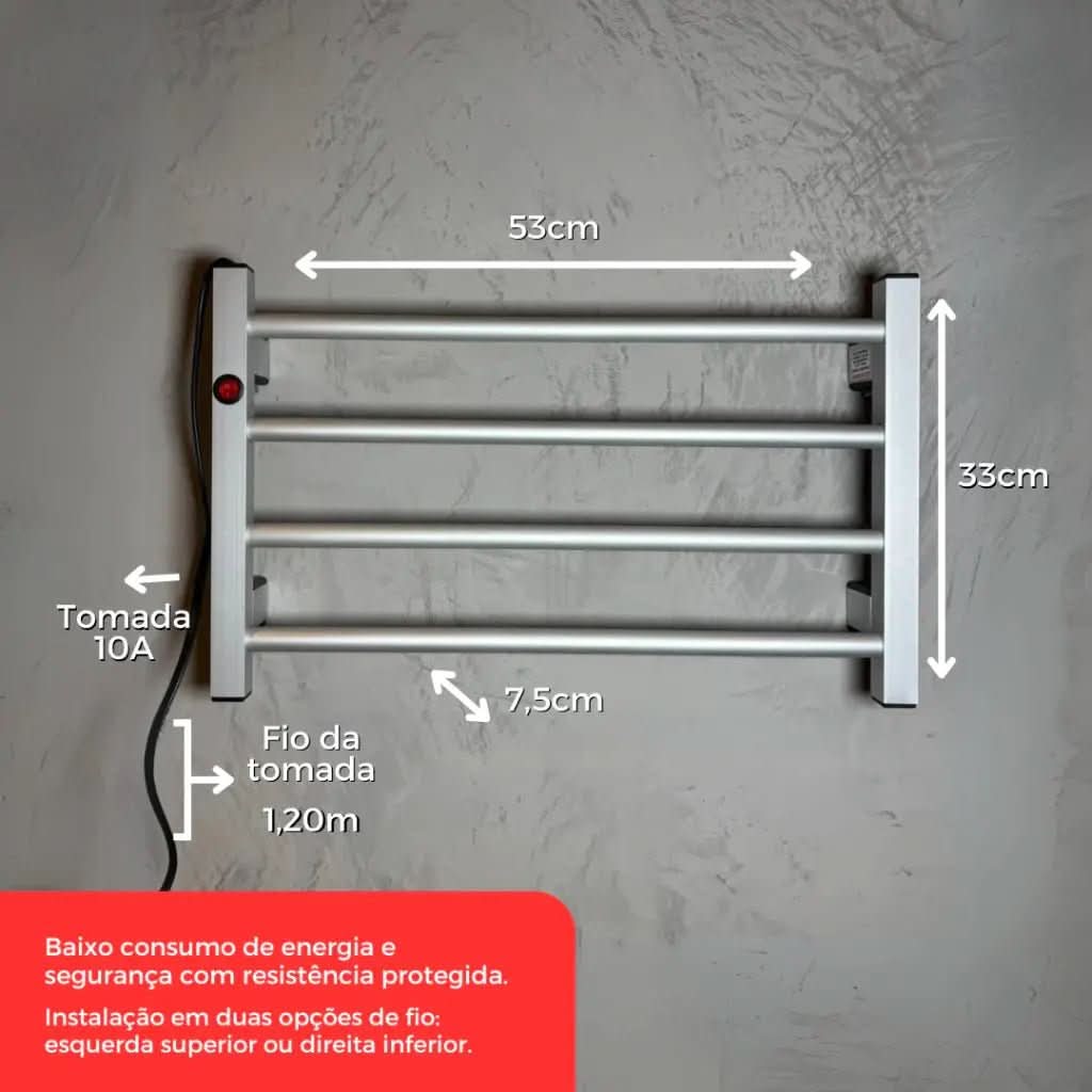 Toalheiro Térmico Porta Toalha Electrowood – Aquece e Seca Toalhas - Morada Serena