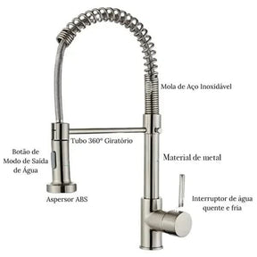 Torneira Gourmet Cozinha Com Extensor Quente e Frio - Morada Serena